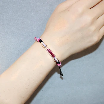 

2PCS 6MM Curve Tube Bracelets Premade Woven Cotton Bracelet Rice vial Bracelets Name On Rice Grain Unique Gifts