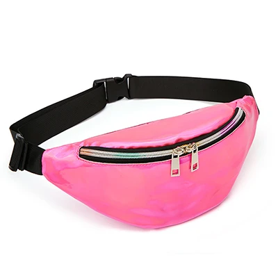 SWDF модный дизайнерский поясной пакет женская сумка на пояс, твердые поясные пакеты, лазерный нагрудный чехол для телефона, сумки через плечо для девочек, сумка формы «банан» - Цвет: Pink