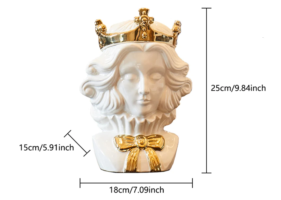 Портрет цветочный горшок Король Королева украшения Скульптура Настольный резервуар для хранения королева короля украшения дома сушеный цветочный горшок