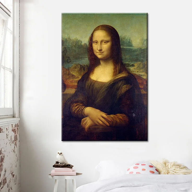 

Da Vinci Mona Lisa Smile Vintage Oil Painting High-definition Print Canvas wu kuang hua xin Home Decoration