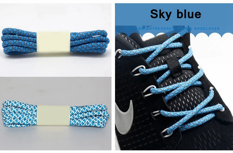 3M Reflective Shoelaces Round Sneaker Shoe Laces Dark Night Reflective Safety Shoelace Imitation 350 Original Laces Shoes 1Pair