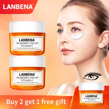 

LANBENA Buy 2PCS Vitamin C Face Cream Get 1 Free Eye Cream Moisturizing Anti Aging Whitening Fade Dark Spots Skin Care