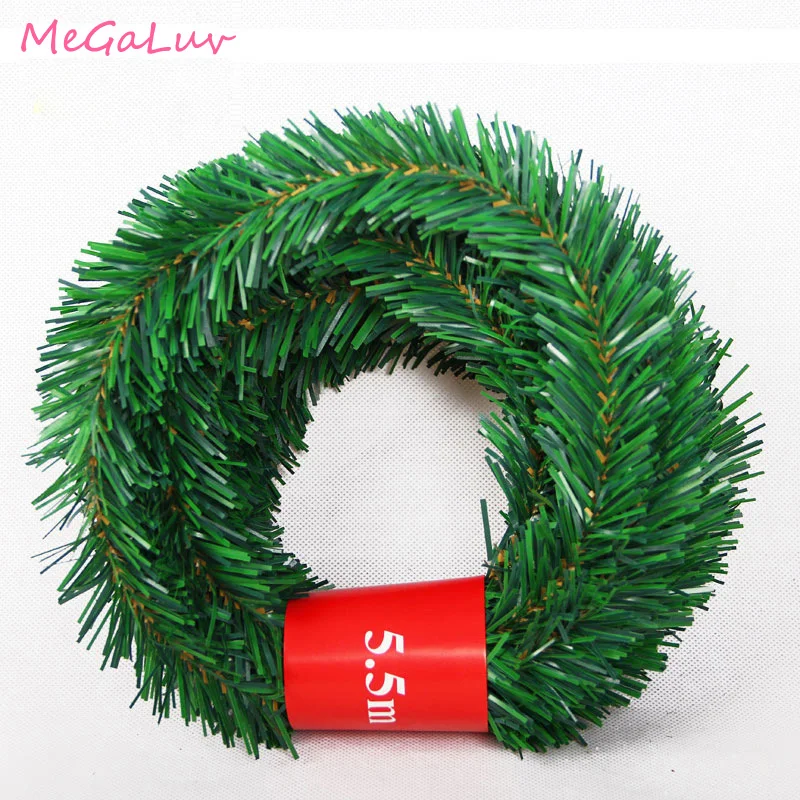 

5.5M Pine Needle Rattan Vine Christmas Pendant Decoration Ornaments Xmas Party Hanging Tinsel Green Leaf Garden Xmas