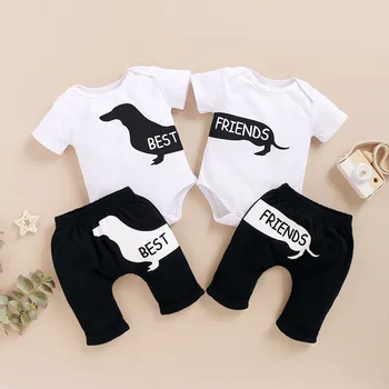 

0M-24M New Arrivals Baby Girl Clothes Boys Best Friends Cartoon Romper Infant Outfits 2020 Newborn Summer Clothes