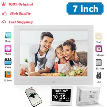 

7 Inch Led Digital Photo Frame Plastic And Metal Remote Control Mp3 Mp4 Player Electronic Clock Album