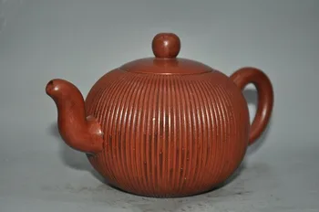 

wedding decoration 6" Marked Old China Yixing Zisha Pottery Striation Kung Fu Teakettle Teapot