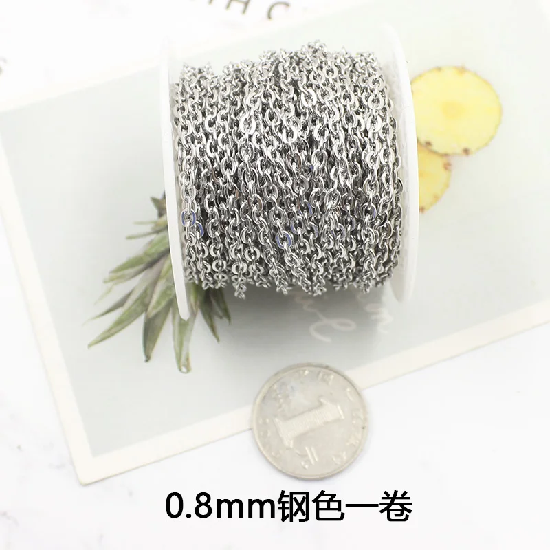 Stainless Steel Flat Link Cross Chains 10 Yard/roll 1.0/1.5/2.0/2.5/3mm for DIY Jewelry Chain Making Crafts stainless steel chains