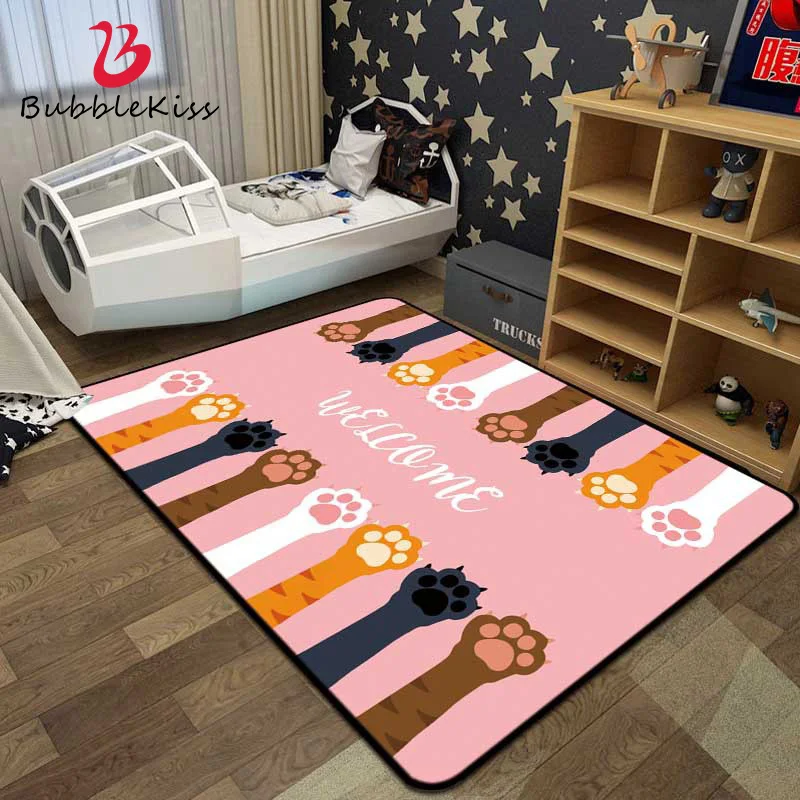 Bubble Kiss Pink Rug Bedroom Decor Carpet Blue Children'S Room Rug S For Modern Living Room Cat Claw Alphabet Pattern Tappeto Tappeto