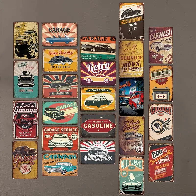 Car Wash Service Garage Vintage Metal Tin Signs Shabby Poster Bar Pub Home Wall Decor Shabby Metal Art Plaque Retro Painting Plaques Signs Aliexpress