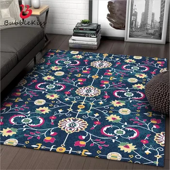 

Bubble Kiss Nordic Style Blue Flower Pattern Thickened Area Rugs Polyester