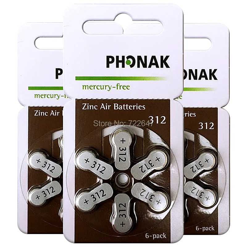 60x Phonak батареи слухового аппарата 312 a312 P312 PR41 Германия 1 45 V высокомощная цинковая