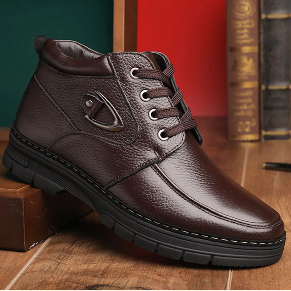 

Men Winter Leather Boots Warm Casual Outdoor Sneakers Nice Winter Male Ankle Boots Leather Casual Shoes Men Shoes Snow Boots