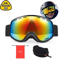 Gonex 3-8 детские лыжные очки для сноуборда и лыж Очки UV400 защита двойные сферические линзы для зимних видов спорта+ Goggle чехол