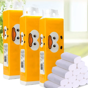 

14 Rolls/Bag 4-layer Paper Tissue Soft Comfortable Raw Wood Pulp Toilet Paper Roll Paper Paper Towels for Home Bathroom Kitchen