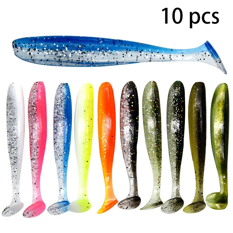 

10 pcs 7cm 2g 10 color soft baits fishing lures two color T-tail soft bait banana fish trout catfish carp bait pencil lure