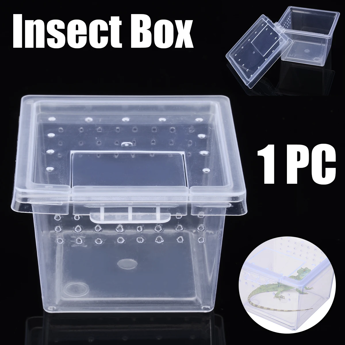 

1Pc Plastic Reptiles Living Box Transparent Reptile Terrarium Habitat for Scorpion Spider Ants Lizard Breeding Feeding Case