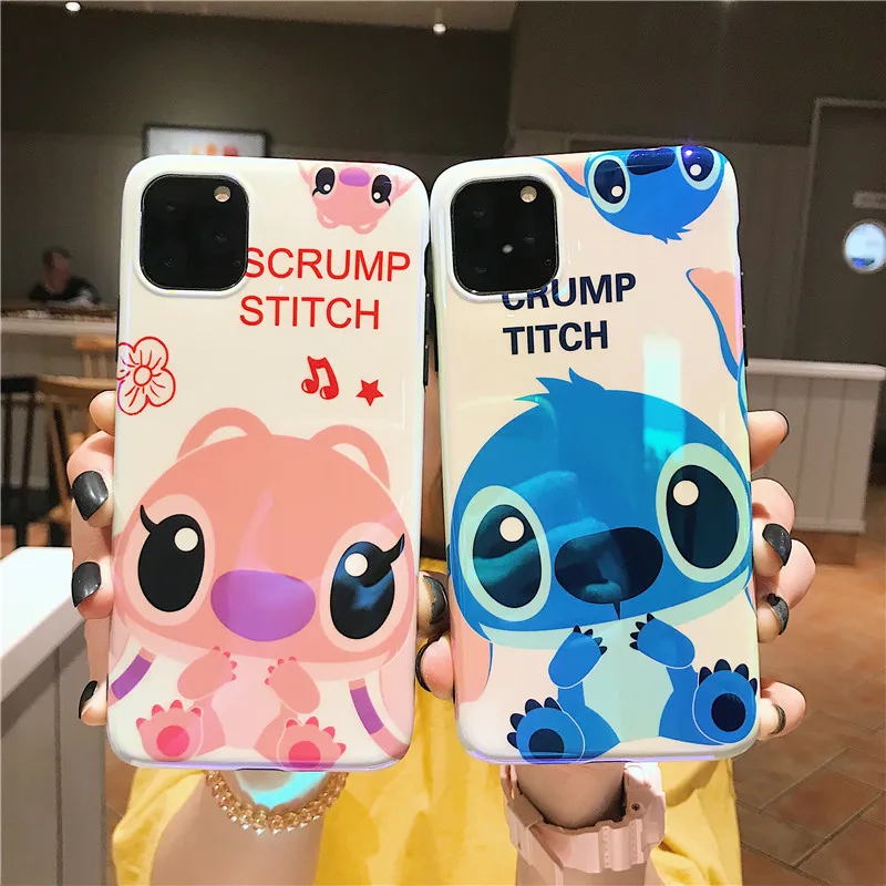 

JEKASS for iPhone 11 Pro Case Blue Light Shining Sitich Cute Cartoon Soft TPU Cover for iPhone XR Xs Max X 7 8 Plus Case Coque