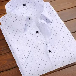 Camisas impressas masculinas manga longa primavera outono moda coreana floral xadrez bolso casual magro ajuste botão superior acima camisas de vestido