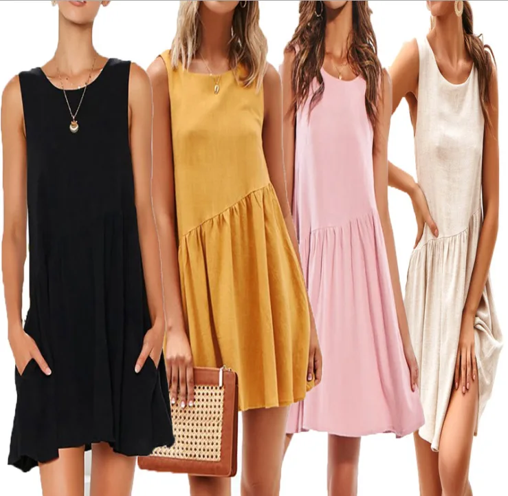 

2019 Spring And Summer New Style Fashion Slim Fit Wrinkle Dress