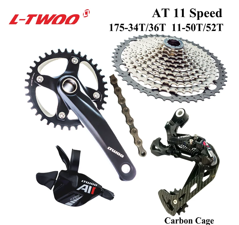 

LTWOO Groupset LTWOO AT1x11 Shifter lever Rear Derailleur CARBON T1000 Ceramic 11SP, Cassette 11-46T,50T,52T, Crankset 170mm