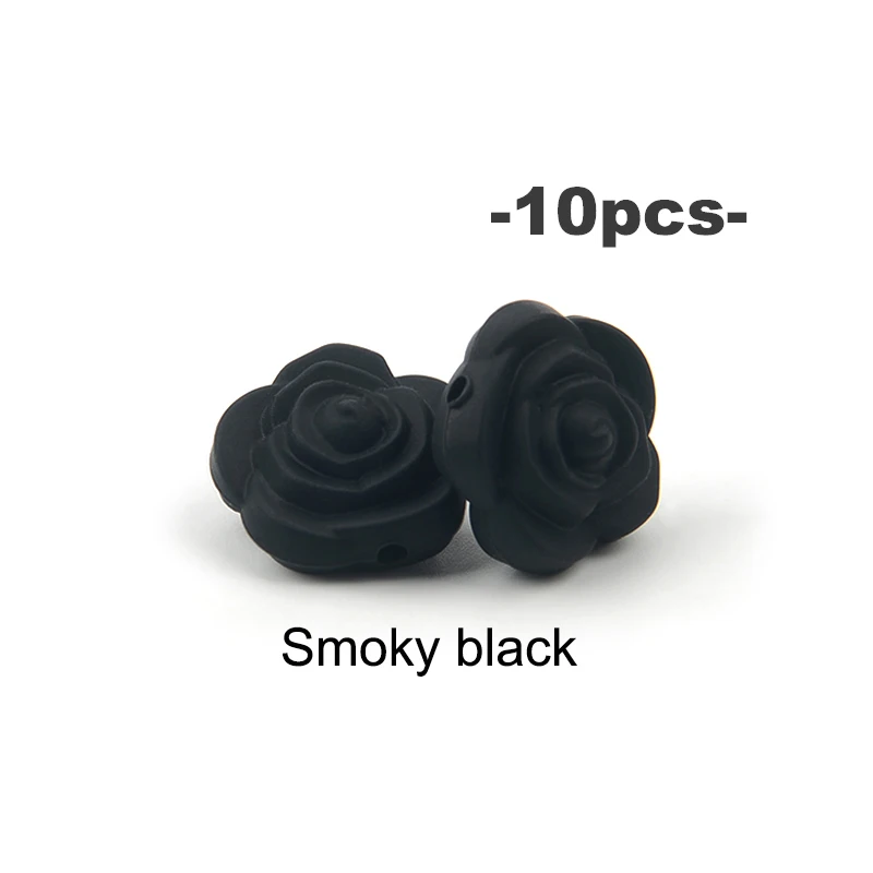Elegant Rose Flower Silicone Bead Set for DIY Jewelry and Crafts (10 pcs)