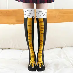 High Quality Creative Chicken Women Over the Knee Socks Cartoon Cotton Chicken Claw Ladies 3D Print Funny Animal High Socks