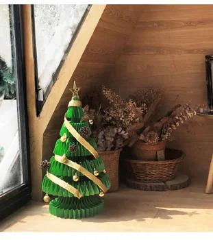 

Folding environmentally friendly paper Christmas tree New Year decoration tree for secondary use