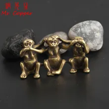 Медные три обезьяны фэн шуй креативные ремесленные украшения для дома не сказать, не слушайте не видеть обезьянки фигурные статуэтки подарок