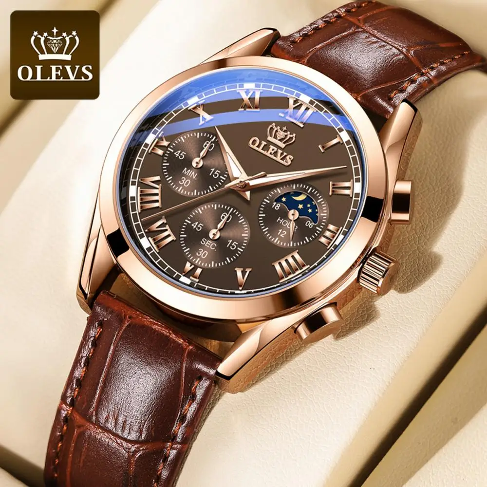 Special 2020 New OLEVS Mens Watches Fashion Business Waterproof Quartz Wrist Watch Men Top Brand Luxury Leather Strap Sport Clock Male