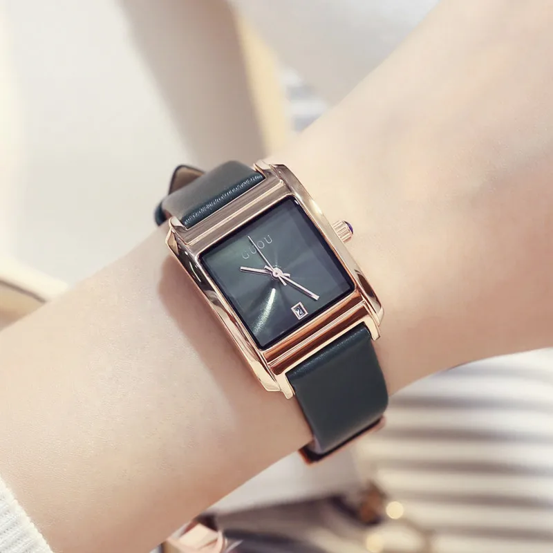 

Square Watch Women Dress Elegant Simple Temperament Quartz Genuine Leather Calendar Ladies Watch Luxury Gifts Relojes Para Mujer