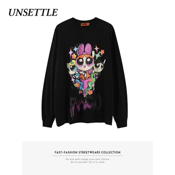 

2020AW Autumn Japanese Oversized Long Sleeve t shirt Harajuku Cartoons Print Men/Women Hip Hop Streetwear T-shirts Male Tops