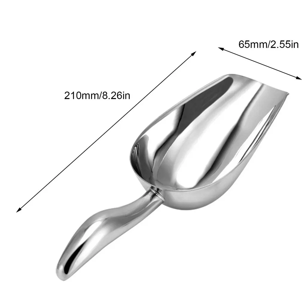 Ice Scoop Stainless Steel Scoops For Food Sugar Flour Buffet Dry Grains Bar  Tools Measuring Scoop Ice Bucket Scoop 8-inch(silver)(1pcs)