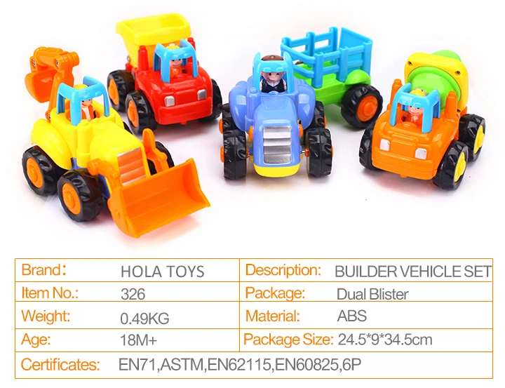 HOLA TOYS 326 Классическая городская Строительная серия детских игрушек Мини-автомобиль смайлик грузовик задний автомобиль для детей Подарки