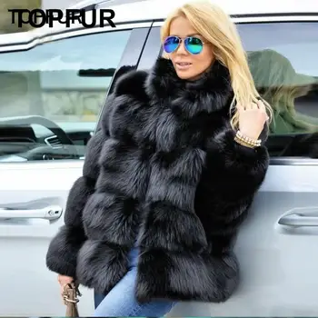 

TOPFUR New Fashion Real Fox Fur Coats Solid Women Winter Fox Fur With Fur Collar Natural Fur Coat Thick Warm Luxurious