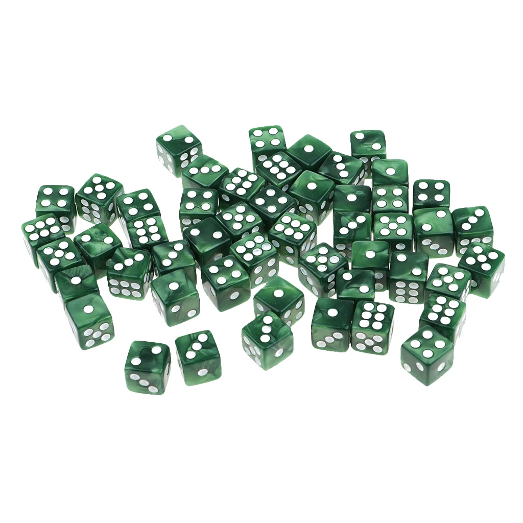50pcs Acrylic Six Sided Dices 12mm D6 Dice for D&D DnD RPG Party Game