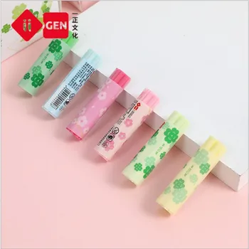 

36pcs/pack Cylindrical Clover Sakura Pink Eraser supply for students Rubber Modify Mistake