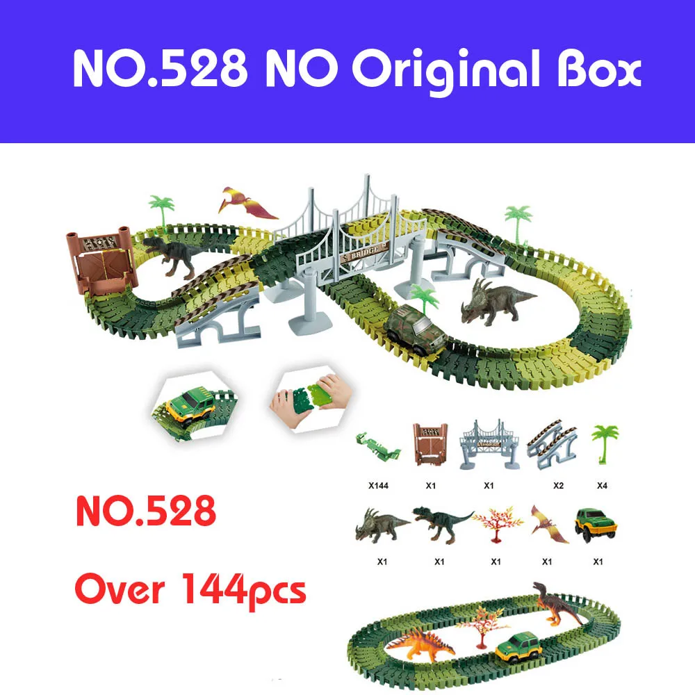 NO.528 NO BOX DIY собрать Универсальный Гоночный набор треков креативный динозавр юркского периода парк железнодорожные рельсы автомобили игрушки для детей - Цвет: NO.528 NO BOX
