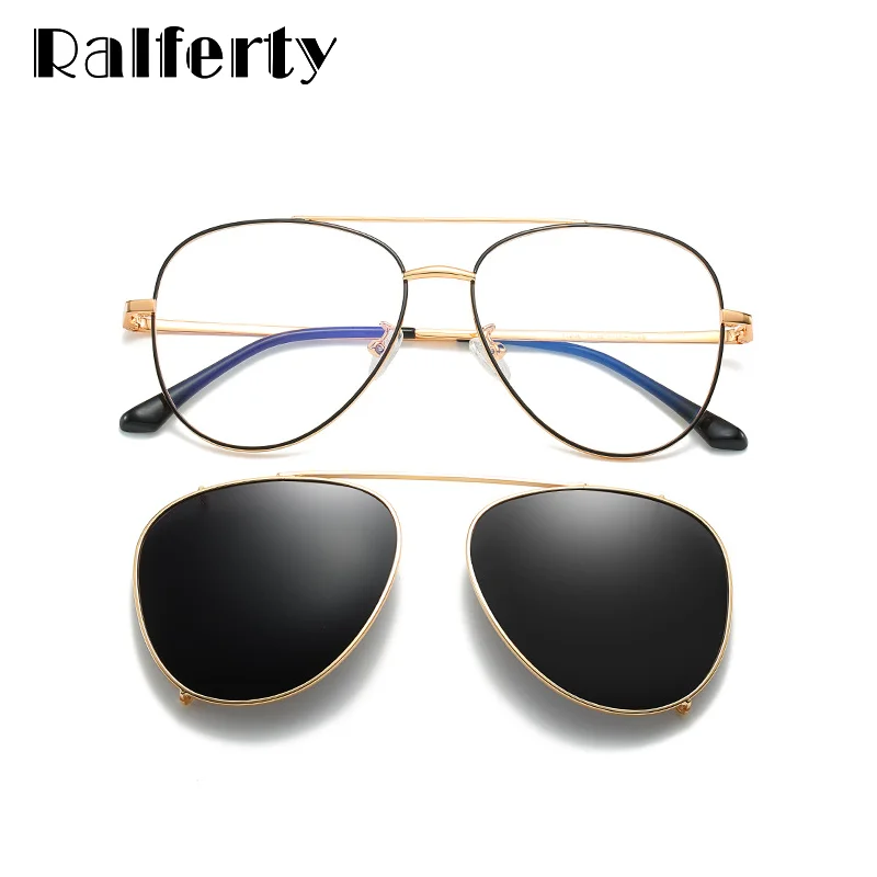 Ralferty Prescription Sunglasses Women Men Polarized Clip On Glasses Pilot Myopia Ladies Spectacle Frame 0 Degree Z17208