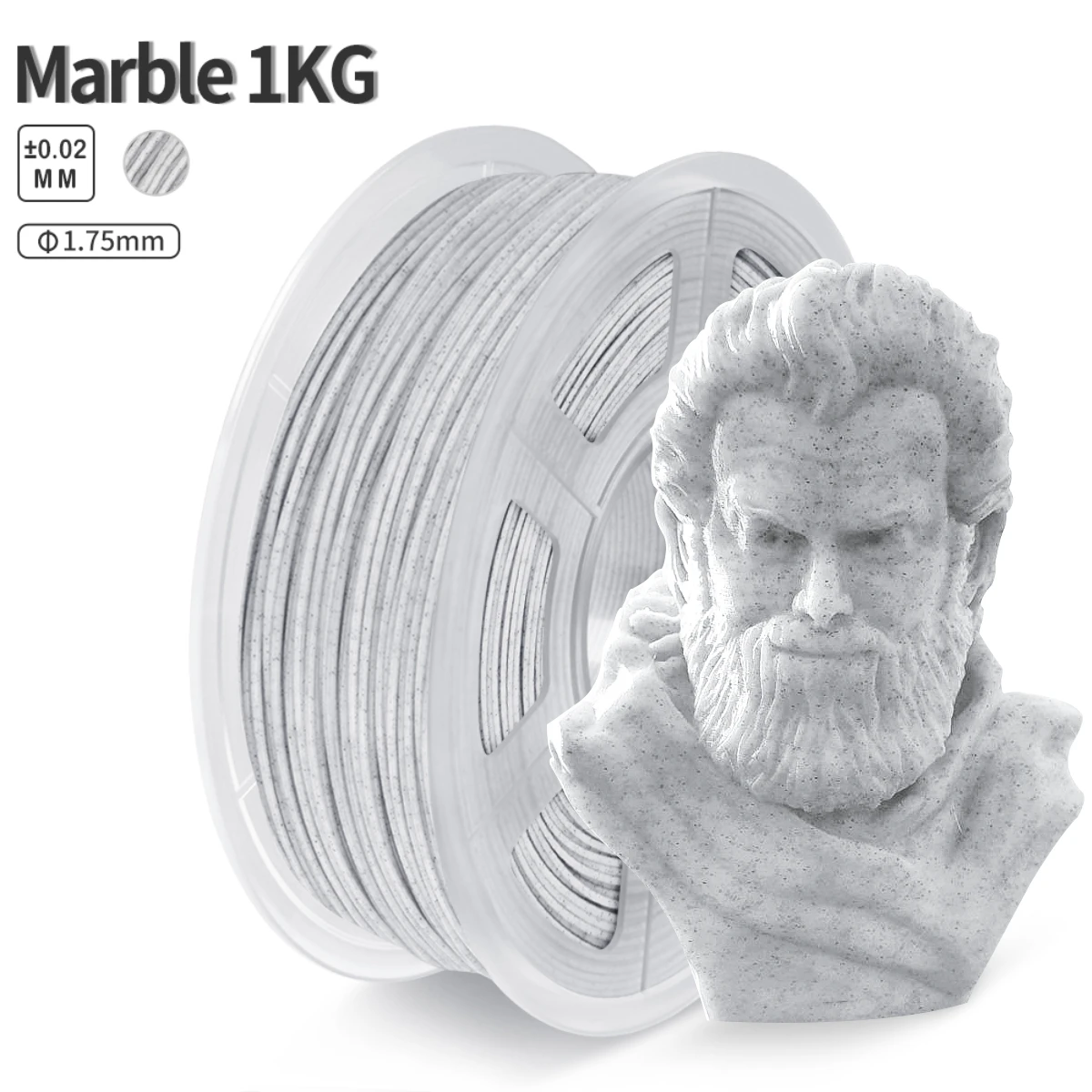 Filamento de mármol PLA, 1,75mm, 1kg, efecto de mármol, tolerancia +/-0,02mm, materiales de impresión