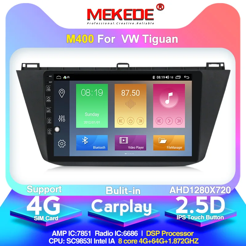 

MEKEDE M400 Car GPS Navigation Radio For VW Volkswagen Tiguan L 2017 2018 2019 Head Unit Player support Carplay DVR