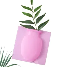 Vases Sticky-Vase-Stick-On Glass Flower-Plant Home-Decoration-Accessories Smooth-Wall