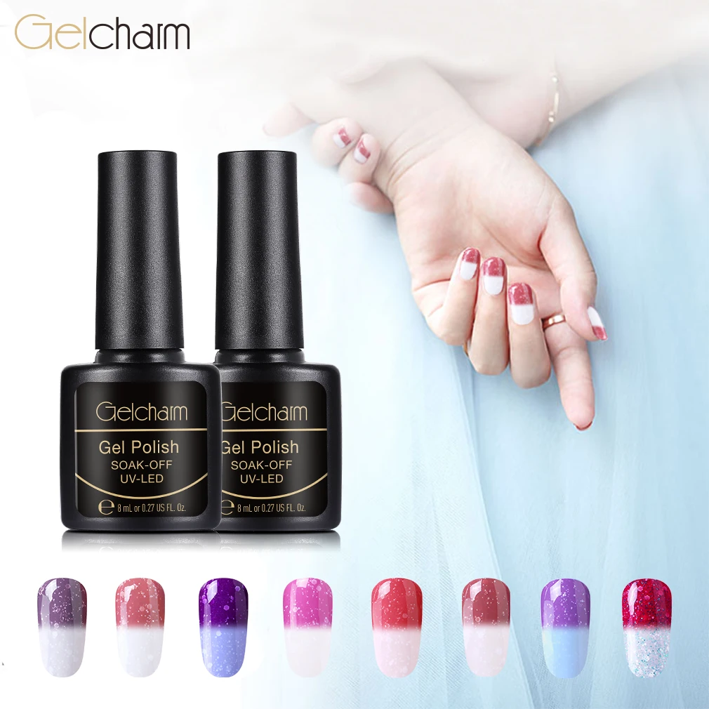 

Gelcharm 8ML Snowflake Fur Coat Series Temperature Color-Changing Gel Nail Polish UV LED Soak Off Art Nail Manicure Salon