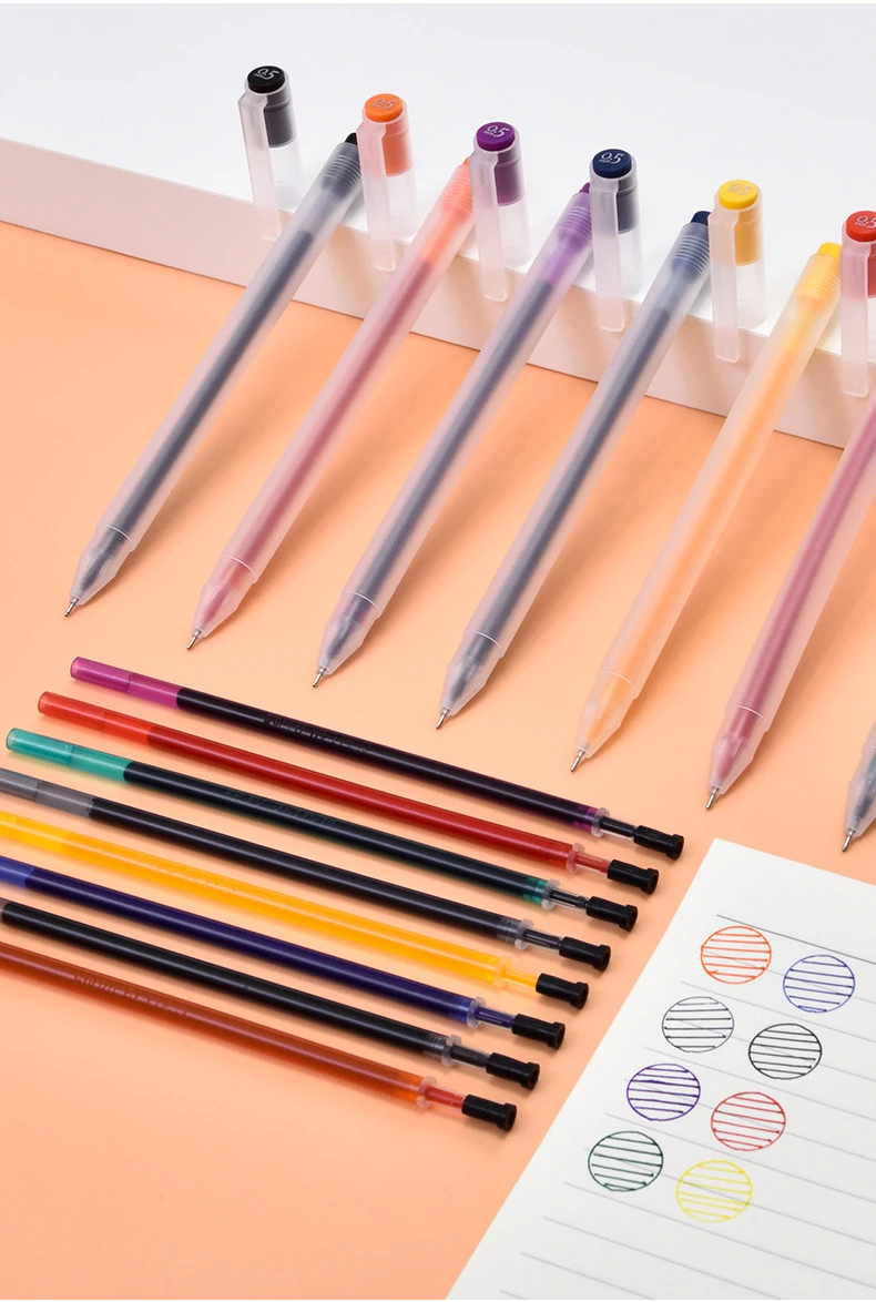 Набор гелевых ручек muji, цветные школьные принадлежности, ручки, канцелярские товары, цветные гелевые чернильные карандаши с карамельным цветом, гелевая ручка повторная заливка