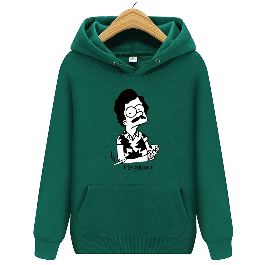 Hoodies ESCOBART Simpson Mens Hoodie Women Sweatshirts Oversized black Autumn Winter Hip Hop Men Hoodies Sweatshirt
