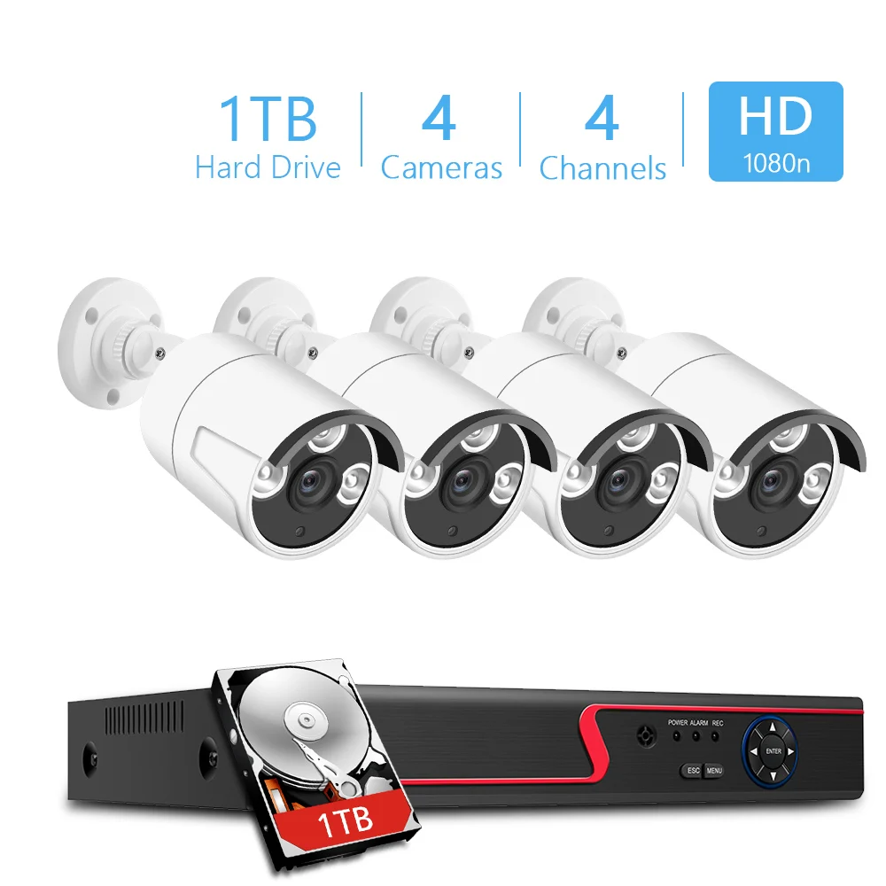 8/4CH 1080P AHD DVR комплект системы видеонаблюдения 4 шт. 2 МП наружная Водонепроницаемая камера видеонаблюдения комплект обнаружения движения 1 ТБ HDD - Цвет: 4CH 4Camera