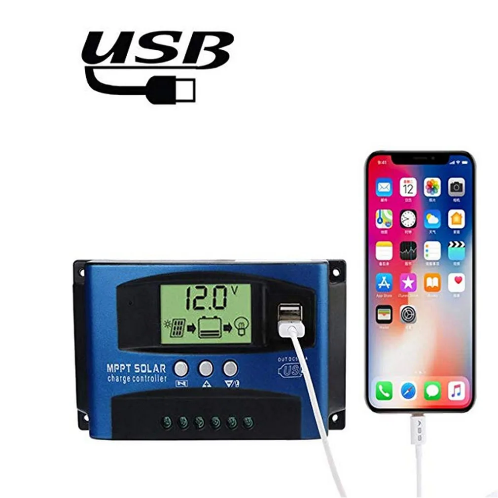 Предел 100 30-100A регулятор MPPT солнечной панели Контроллер заряда 12 V/24 V Авто отслеживания фокуса