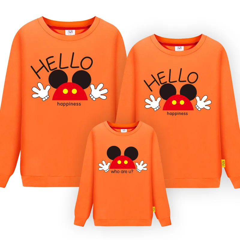 Одинаковая одежда для семьи с Микки; свитер с длинными рукавами; рубашка; одежда для мамы, папы, сына и дочки; Одинаковая одежда; пуловер; рубашки