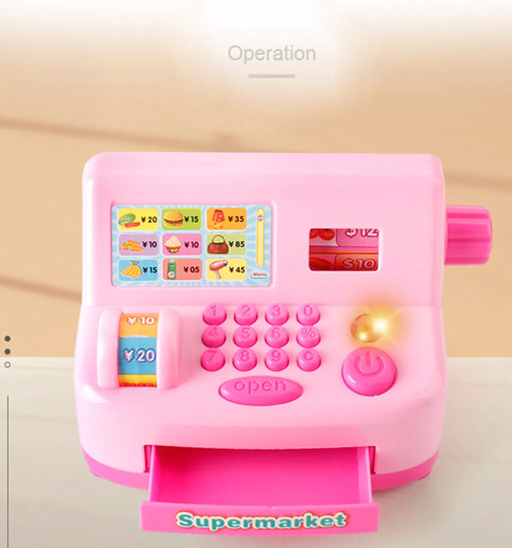 Children Kids Pretend Toys Simulated Analog Cash Register Shopping Cashier Role Playing Game Play House Money Toys Gifts#p4 3