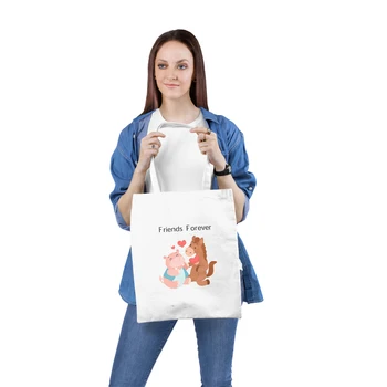 

Women Canvas Eco Reusable Shopping Bags Foldable Shoulder Bag Girls Students Fashion Cute Animal Hippo Print Handbag Tote Pouch