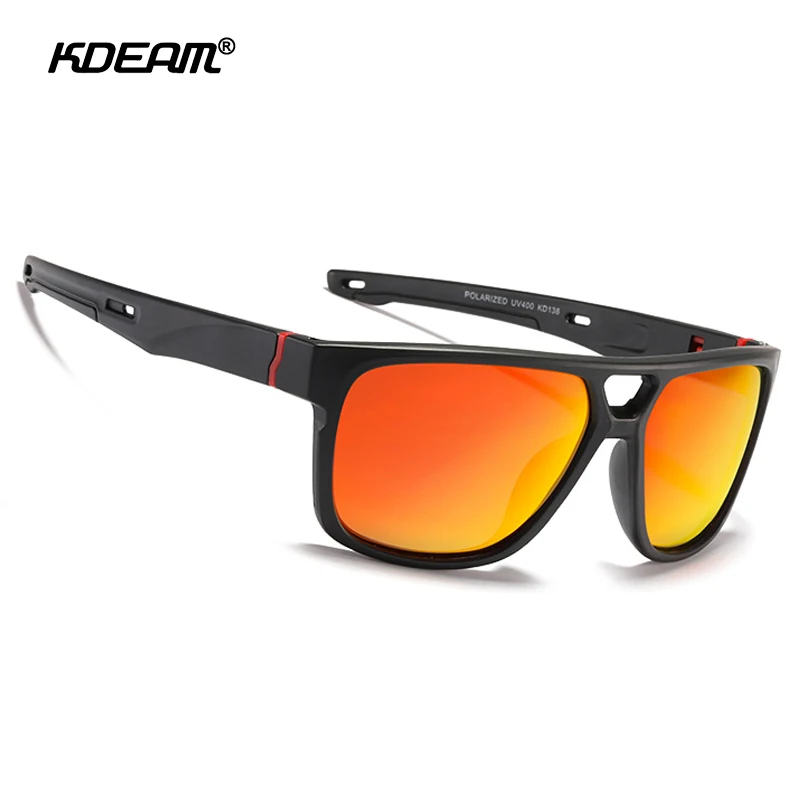 KDEAM ультра легкие квадратные поляризационные солнцезащитные очки для мужчин повседневные UV400 Солнцезащитные очки мужские двойной мост